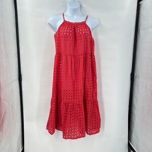 New True Destinations Midi Dress Cover Up Women Medium Eyelet Tiered Coastal